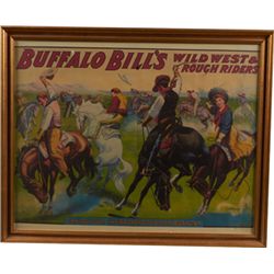 Strobridge Litho Co.”Buffalo Bill: Cowboy Fun” In Frame
