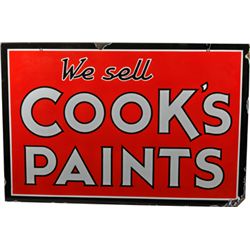 We Sell Cooks Paints Double-Sided Porcelain Sign.