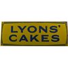 Image 1 : Lyons’ Cakes Blue & Yellow Porcelain Sign.