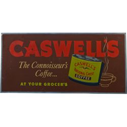 Caswell’s National Crest Coffee Tin Advertisement Sign.