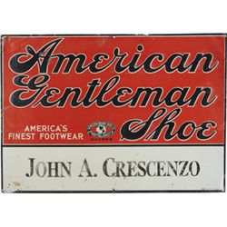 American Gentleman Shoe Makers Embossed Tin Sign.