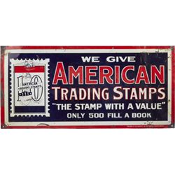 American Trading Stamps Embossed Tin Advertisement Sign