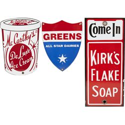 Lot Of 3 Porcelain Advertisement Signs.