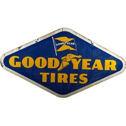 Goodyear Tires Double-Sided Porcelain Sign.