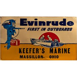 Evinrude Embossed Tin Advertisement Sign.