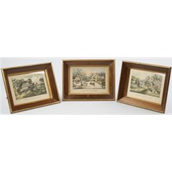 Set Of 3 Currier & Ives American Homestead Series Small