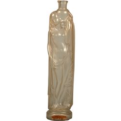 Lalique-Style Figural Nude Woman Glass Liquor Bottle.