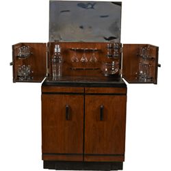 RMC Rockola Wood Bar Cabinet w/Glassware & Accessories.
