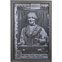 Grandma Fortune Teller Arcade Machine Black & White.