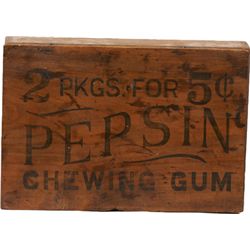 Pepsin Chewing Gum Wood Advertising Box w/Hinged Lid.