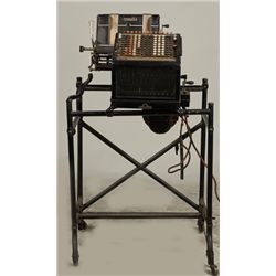 Burroughs Adding Machine On Cast Iron Stand.
