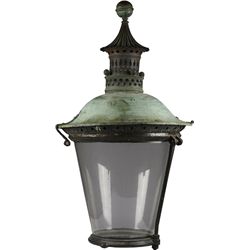 Large Copper Verdigris Street Lamp Shade.