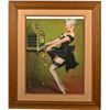 Image 1 : Gil Elvgren “Jackpot” Pin Up Print On Canvas In Frame.