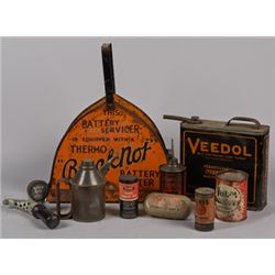 Lot Of 9 Automotive Maintenance Tin Items.