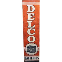 Delco Batteries Single-Sided Tin Sign On Wood Fra.