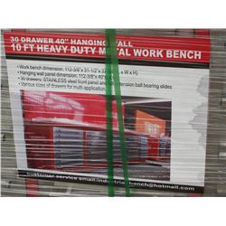 30 Drawer 40" Hanging Wall 10" Heavy Duty Metal Work Bench