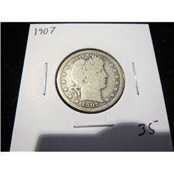 1907 Barber Silver Quarter