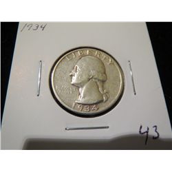 1934 Washington Silver Quarter