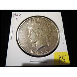 1922D Peace Silver Dollar