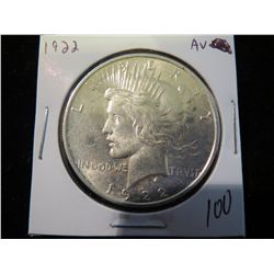 1922 Peace Silver Dollar -AU
