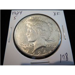 1924S Peace Silver Dollar - XF