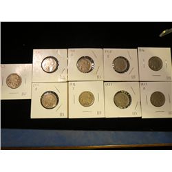 Buffalo Nickels: 1920, 1926, 1935d, 1935s, 1936, 1936d, 1936s, 1937 & 1937d