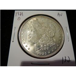 1921D Morgan Silver Dollar - AU