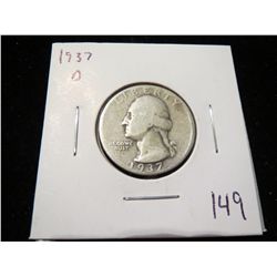 1937D Washington Silver Quarter