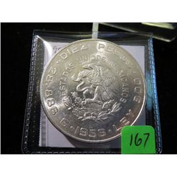 1956 Mexican Diez Pesos Silver