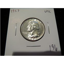 1957 Washington Silver Quarter - UNC