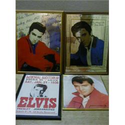 TWO FRAMED ELVIS PRESLEY PUB MIRRORS TOG 