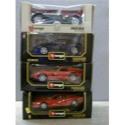 FOUR BOXED BURAGO MODEL CARS, FERRARI 45 