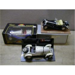 THREE BURAGO DIE-CAST MODEL CARS, MERCED 