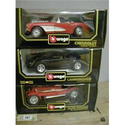 THREE BURAGO DIE CAST MODELS CHEVROLET, 