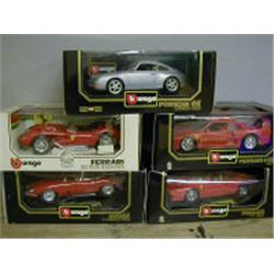 FIVE BURAGO BOXED DIE CAST MODELS INCLUD 