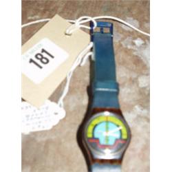 1987 SWATCH WATCH, JOURNEY TO SAMOA, BLU 