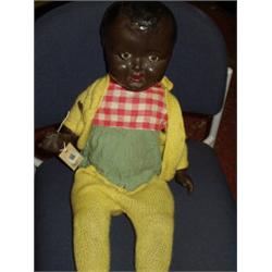 BLACK DOLL, WITH GLASS EYES. 