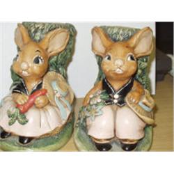 PAIR OF PENDELFIN RABBIT BOOKENDS, "MOTH 