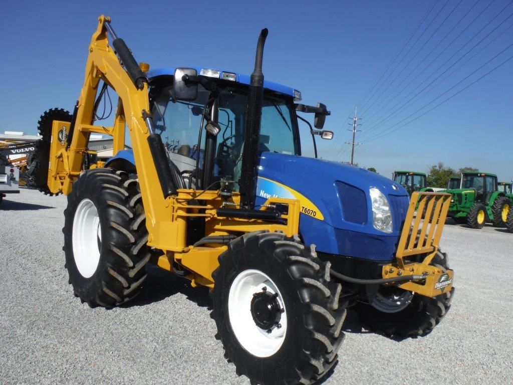 2008 NEW HOLLAND T6070 4x4 FARM TRACTOR W/ SIDE BOOM MOWER, S/N