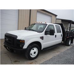 2009 FORD F350 XL CREW CAB FLATBED TRUCK, S/N 1FDWW36R19EA63698, 6.4L diesel, A/T, A/C, 8' 6" steel 