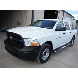 2012 DODGE RAM 1500 CREW CAB 4X4 PICKUP, S/N 1C6RD7KP7CS231590, V8 gas, A/T, A/C, bed cover, odomete