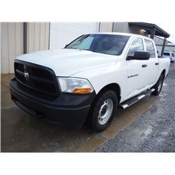 2012 DODGE RAM 1500 CREW CAB 4X4 PICKUP, S/N 1C6RD7KP0CS231561, V8 gas, A/T, A/C, odometer reading 6