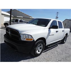 2012 DODGE RAM 1500 CREW CAB 4X4 PICKUP, S/N 1C6RD7KP2CS283287, V8 gas, A/T, A/C, ram boxes, bed cov