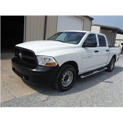 2012 DODGE RAM 1500 CREW CAB 4X4 PICKUP, S/N 1C6RD7KP1CS231553, V8 gas, A/T, A/C, odometer reading 7