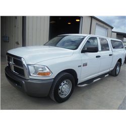 2011 DODGE RAM 2500 CREW CAB PICKUP, S/N 3D7TP2CT8BG580581, V8 gas, A/T, A/C, camper shell, odometer