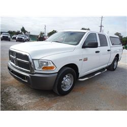 2011 DODGE RAM 2500 CREW CAB PICKUP, S/N 3D7TP2CT0BG628381, V8 gas, A/T, A/C, camper shell, bed slid