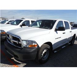 2011 DODGE RAM 1500 CREW CAB 4X4 PICKUP, S/N 1D7RV1CP2BS618974, V8 gas, A/T, A/C, bed cover, bed sli