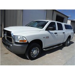 2010 DODGE RAM 2500 CREW CAB 4X4 PICKUP, S/N 3D7TT2CTOAG189564, V8 gas, A/T, A/C, camper shell, bed 