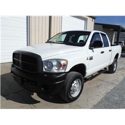 2008 DODGE RAM 2500 CREW CAB 4X4 PICKUP, S/N 3D7KS28A38G216658, 6.7L Cummins diesel, A/T, A/C, odome