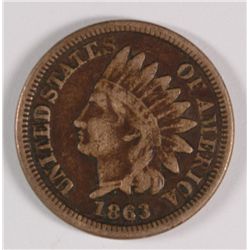 1863 INDIAN HEAD CENT, FINE+, DETAILS